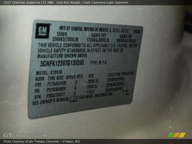 Gold Mist Metallic / Dark Cashmere/Light Cashmere 2007 Chevrolet Avalanche LTZ 4WD