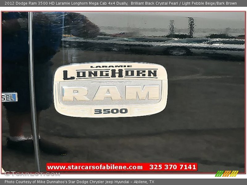 Brilliant Black Crystal Pearl / Light Pebble Beige/Bark Brown 2012 Dodge Ram 3500 HD Laramie Longhorn Mega Cab 4x4 Dually