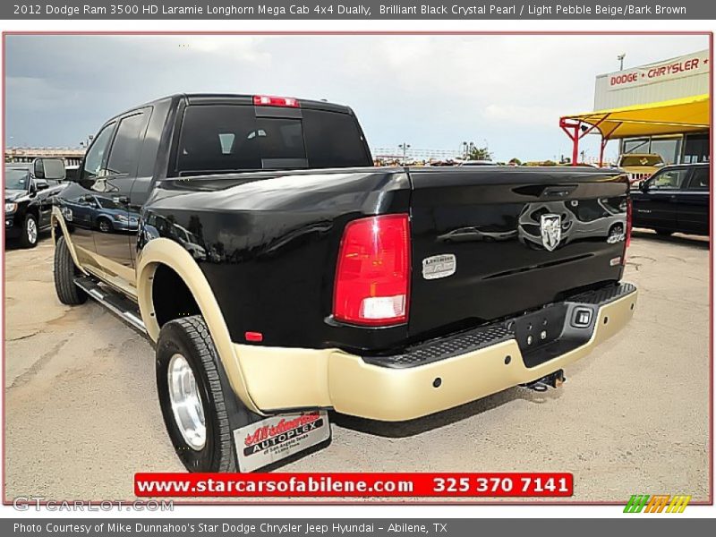 Brilliant Black Crystal Pearl / Light Pebble Beige/Bark Brown 2012 Dodge Ram 3500 HD Laramie Longhorn Mega Cab 4x4 Dually
