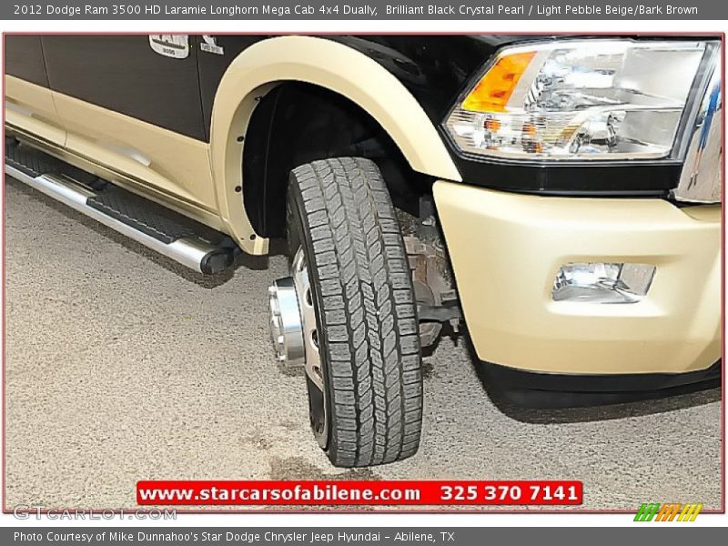 Brilliant Black Crystal Pearl / Light Pebble Beige/Bark Brown 2012 Dodge Ram 3500 HD Laramie Longhorn Mega Cab 4x4 Dually