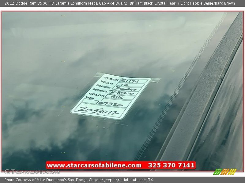 Brilliant Black Crystal Pearl / Light Pebble Beige/Bark Brown 2012 Dodge Ram 3500 HD Laramie Longhorn Mega Cab 4x4 Dually