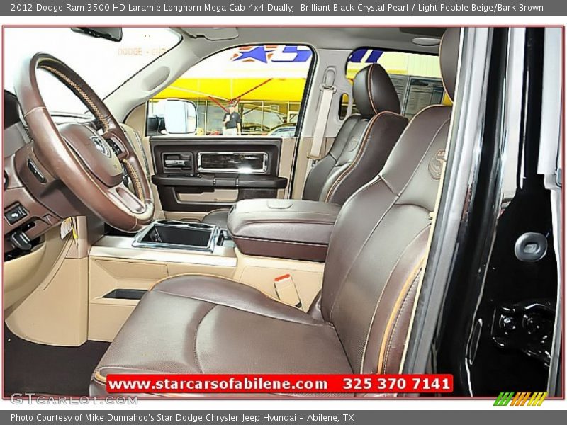 Brilliant Black Crystal Pearl / Light Pebble Beige/Bark Brown 2012 Dodge Ram 3500 HD Laramie Longhorn Mega Cab 4x4 Dually