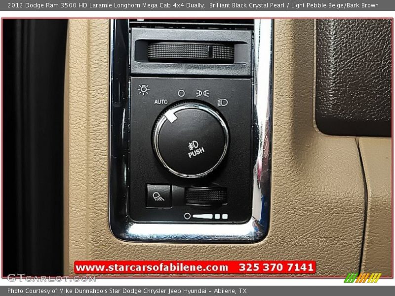 Brilliant Black Crystal Pearl / Light Pebble Beige/Bark Brown 2012 Dodge Ram 3500 HD Laramie Longhorn Mega Cab 4x4 Dually
