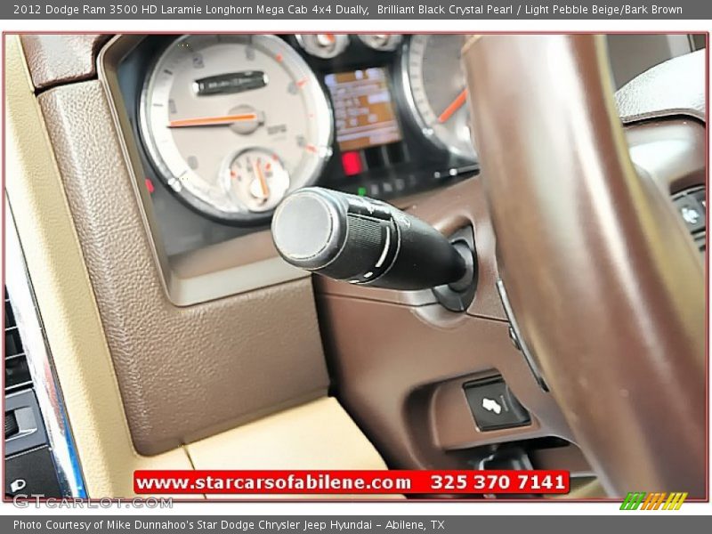 Brilliant Black Crystal Pearl / Light Pebble Beige/Bark Brown 2012 Dodge Ram 3500 HD Laramie Longhorn Mega Cab 4x4 Dually