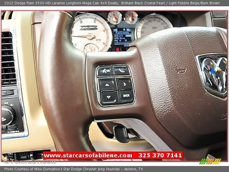 Brilliant Black Crystal Pearl / Light Pebble Beige/Bark Brown 2012 Dodge Ram 3500 HD Laramie Longhorn Mega Cab 4x4 Dually