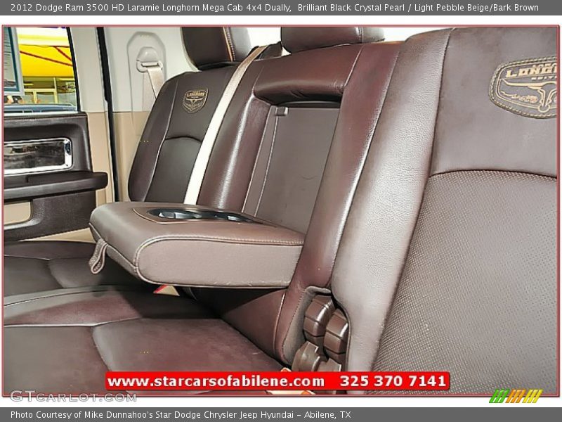 Brilliant Black Crystal Pearl / Light Pebble Beige/Bark Brown 2012 Dodge Ram 3500 HD Laramie Longhorn Mega Cab 4x4 Dually