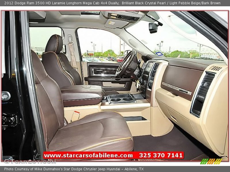 Brilliant Black Crystal Pearl / Light Pebble Beige/Bark Brown 2012 Dodge Ram 3500 HD Laramie Longhorn Mega Cab 4x4 Dually