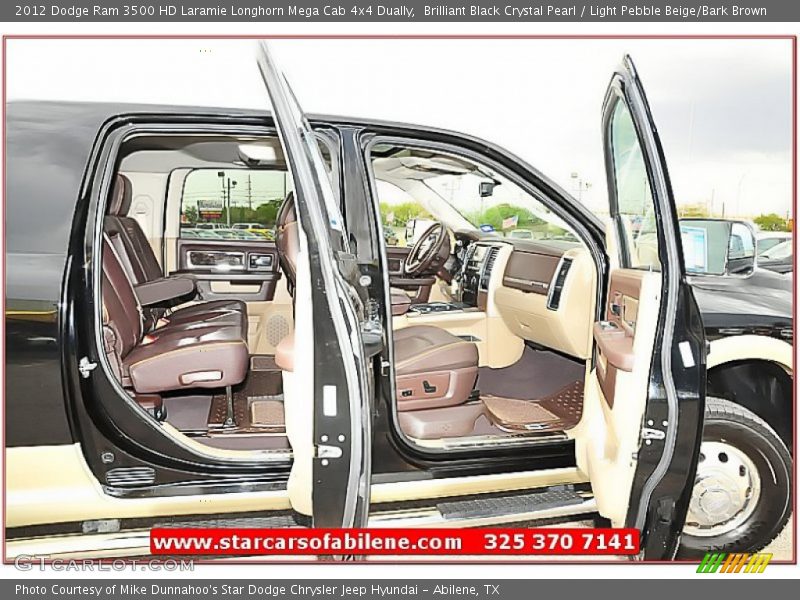 Brilliant Black Crystal Pearl / Light Pebble Beige/Bark Brown 2012 Dodge Ram 3500 HD Laramie Longhorn Mega Cab 4x4 Dually