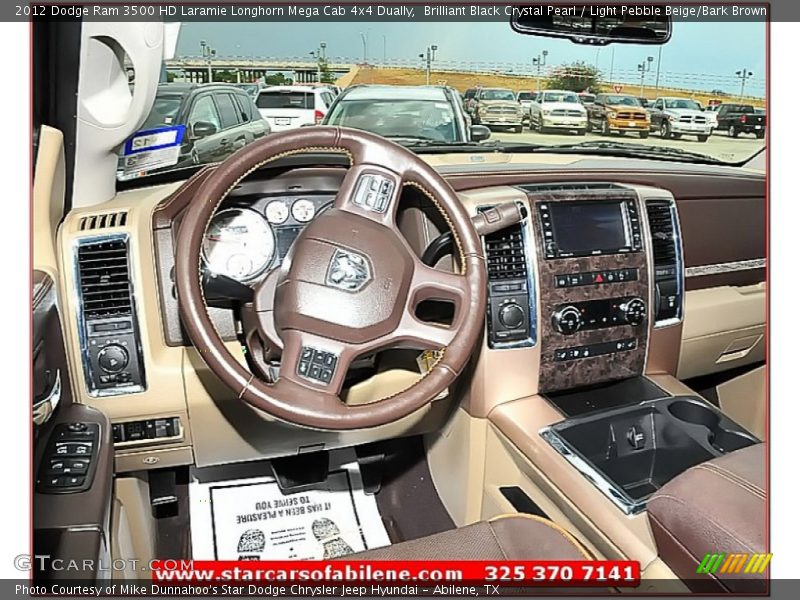 Brilliant Black Crystal Pearl / Light Pebble Beige/Bark Brown 2012 Dodge Ram 3500 HD Laramie Longhorn Mega Cab 4x4 Dually