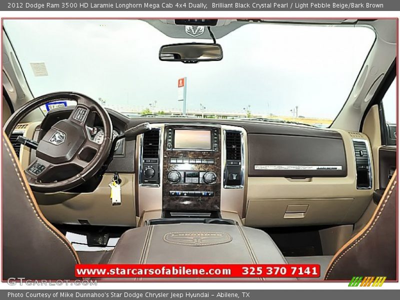 Brilliant Black Crystal Pearl / Light Pebble Beige/Bark Brown 2012 Dodge Ram 3500 HD Laramie Longhorn Mega Cab 4x4 Dually