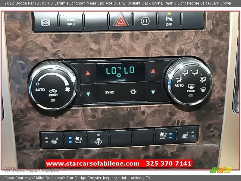 Brilliant Black Crystal Pearl / Light Pebble Beige/Bark Brown 2012 Dodge Ram 3500 HD Laramie Longhorn Mega Cab 4x4 Dually