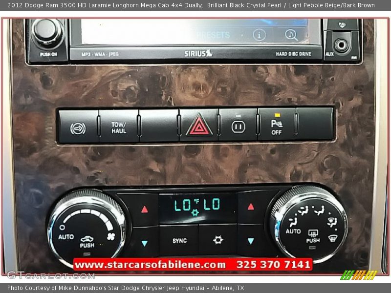 Brilliant Black Crystal Pearl / Light Pebble Beige/Bark Brown 2012 Dodge Ram 3500 HD Laramie Longhorn Mega Cab 4x4 Dually
