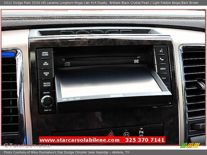 Brilliant Black Crystal Pearl / Light Pebble Beige/Bark Brown 2012 Dodge Ram 3500 HD Laramie Longhorn Mega Cab 4x4 Dually