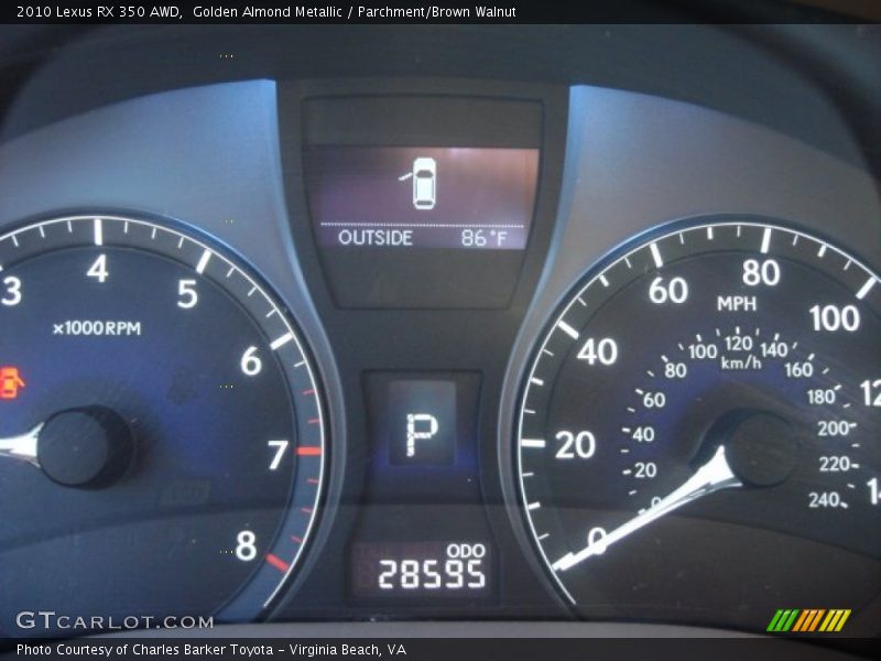 Golden Almond Metallic / Parchment/Brown Walnut 2010 Lexus RX 350 AWD