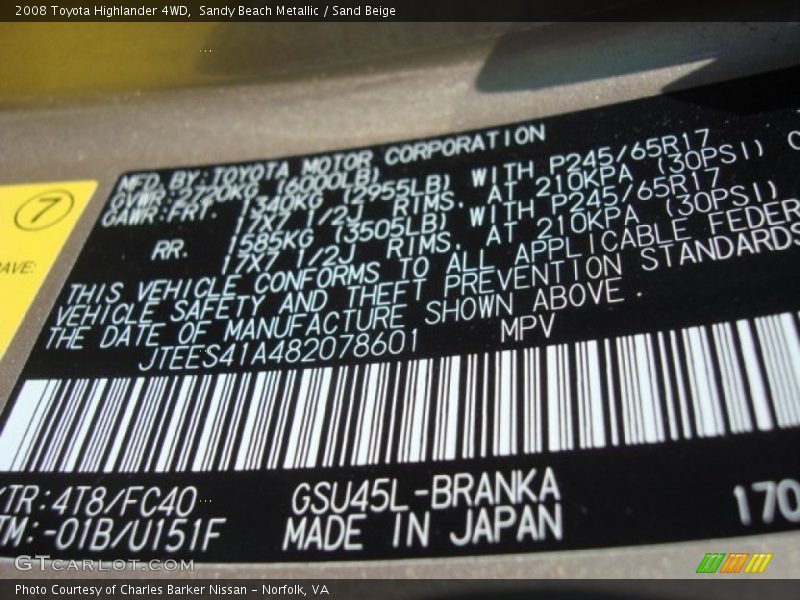 Sandy Beach Metallic / Sand Beige 2008 Toyota Highlander 4WD