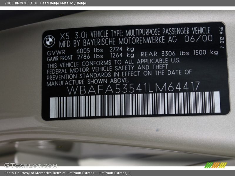 Pearl Beige Metallic / Beige 2001 BMW X5 3.0i