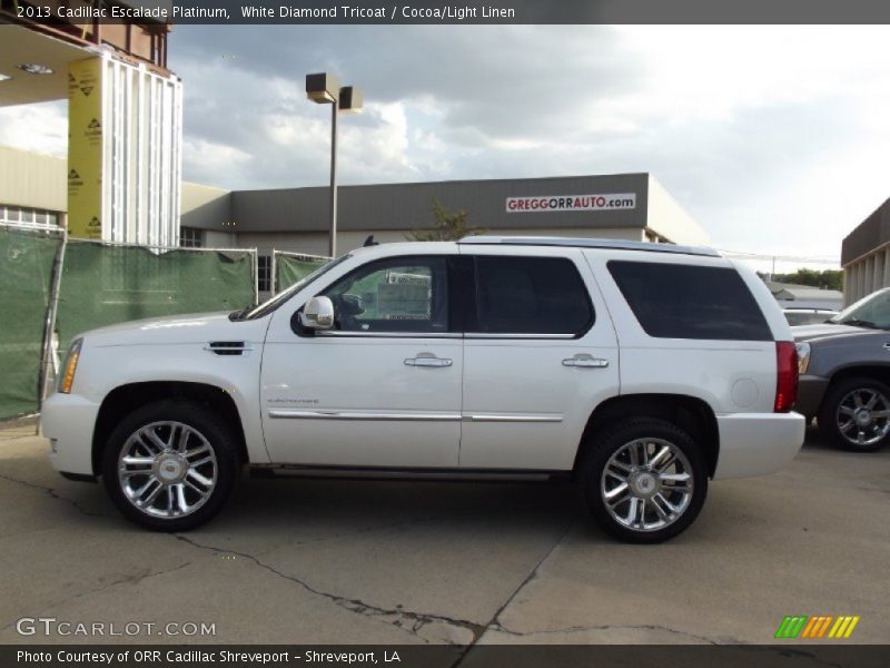 White Diamond Tricoat / Cocoa/Light Linen 2013 Cadillac Escalade Platinum
