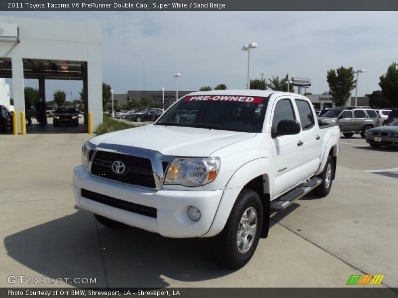 Super White / Sand Beige 2011 Toyota Tacoma V6 PreRunner Double Cab
