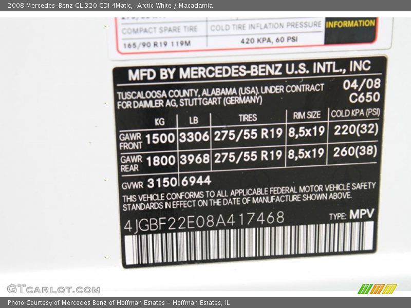 Arctic White / Macadamia 2008 Mercedes-Benz GL 320 CDI 4Matic