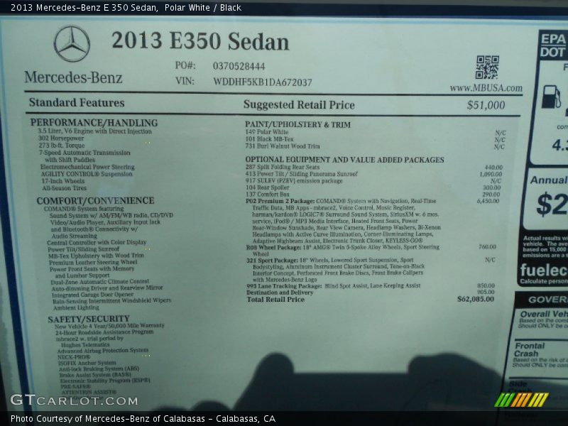 Polar White / Black 2013 Mercedes-Benz E 350 Sedan