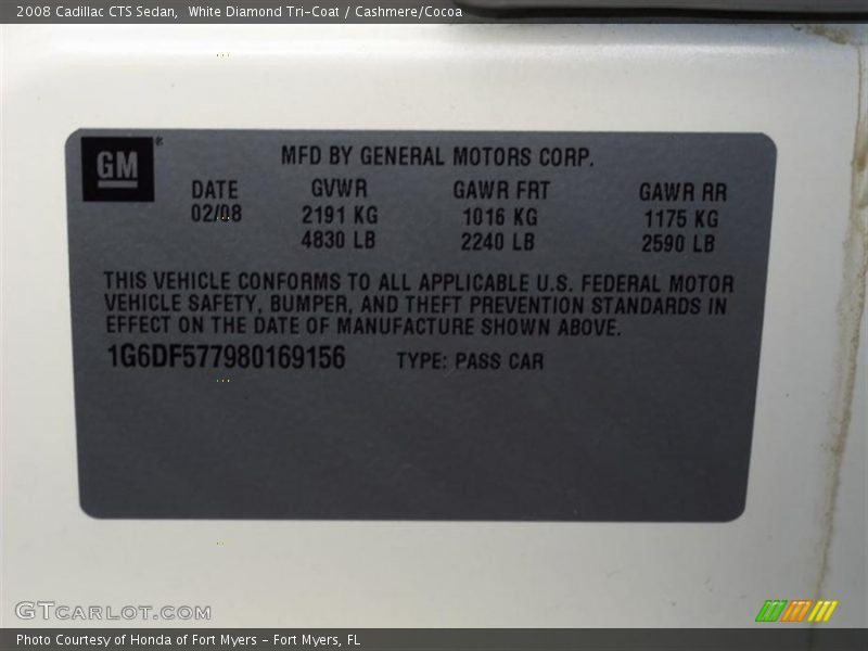 White Diamond Tri-Coat / Cashmere/Cocoa 2008 Cadillac CTS Sedan