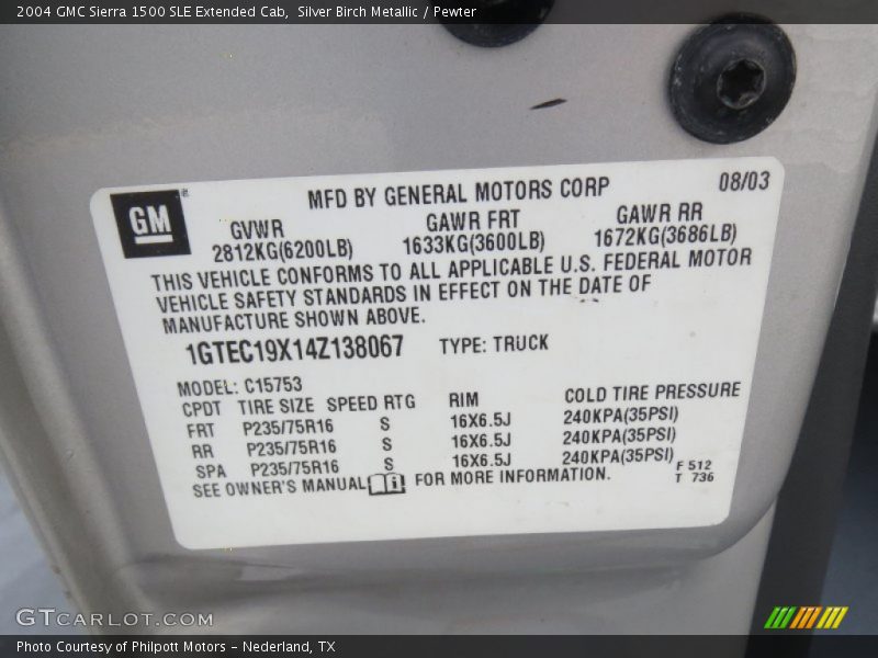 Silver Birch Metallic / Pewter 2004 GMC Sierra 1500 SLE Extended Cab