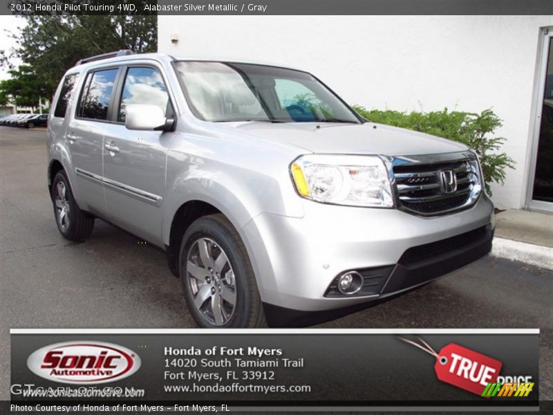 Alabaster Silver Metallic / Gray 2012 Honda Pilot Touring 4WD