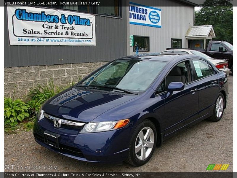 Royal Blue Pearl / Gray 2008 Honda Civic EX-L Sedan