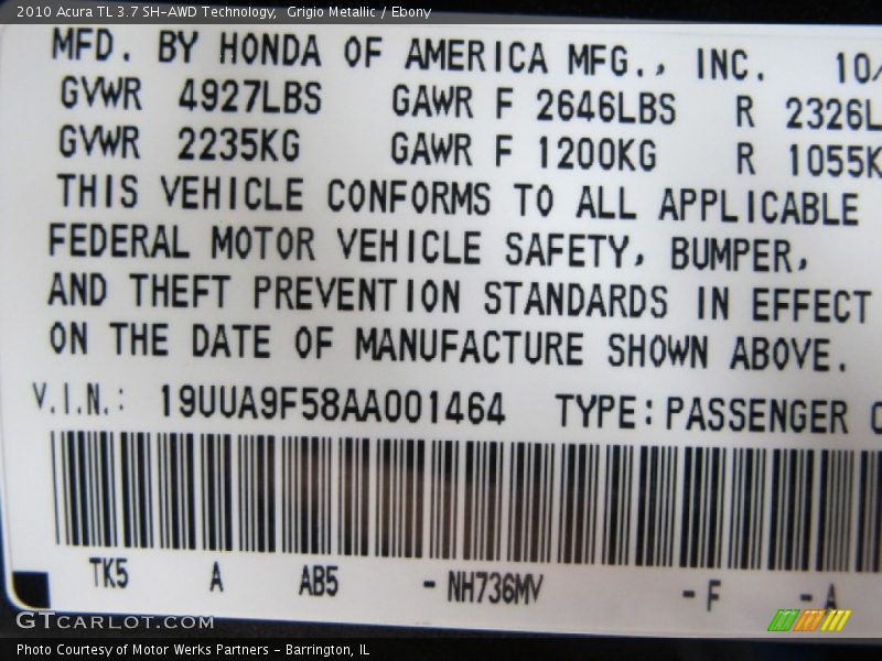 Grigio Metallic / Ebony 2010 Acura TL 3.7 SH-AWD Technology