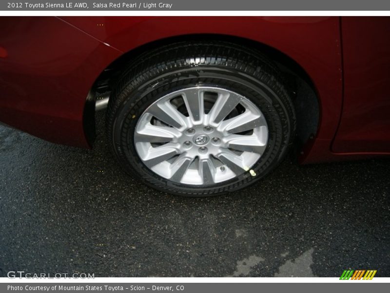Salsa Red Pearl / Light Gray 2012 Toyota Sienna LE AWD