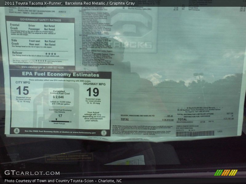  2011 Tacoma X-Runner Window Sticker