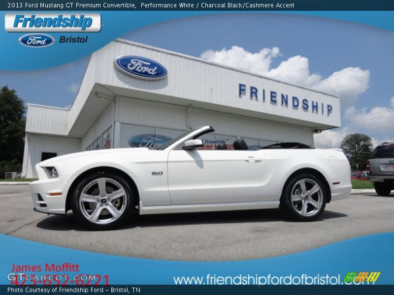 Performance White / Charcoal Black/Cashmere Accent 2013 Ford Mustang GT Premium Convertible