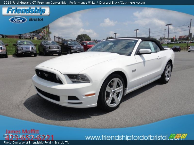 Performance White / Charcoal Black/Cashmere Accent 2013 Ford Mustang GT Premium Convertible
