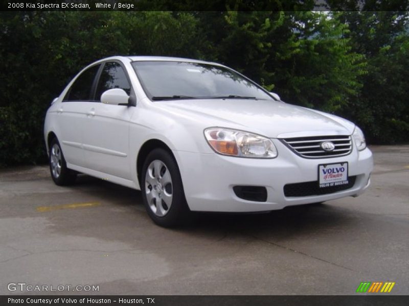 White / Beige 2008 Kia Spectra EX Sedan