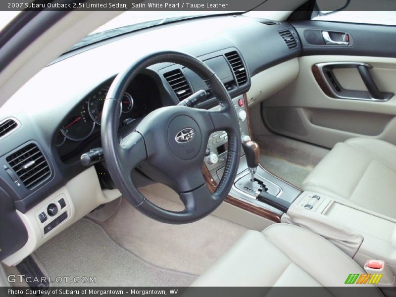 Satin White Pearl / Taupe Leather 2007 Subaru Outback 2.5i Limited Sedan