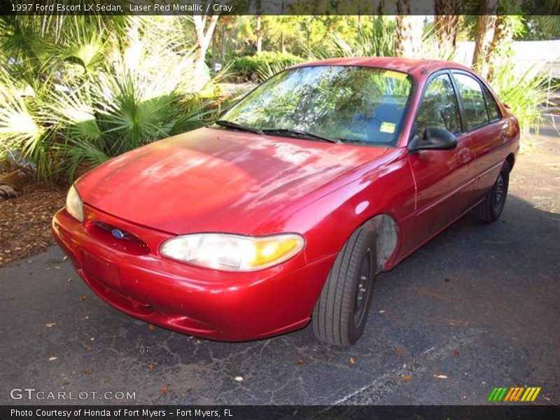 Laser Red Metallic / Gray 1997 Ford Escort LX Sedan