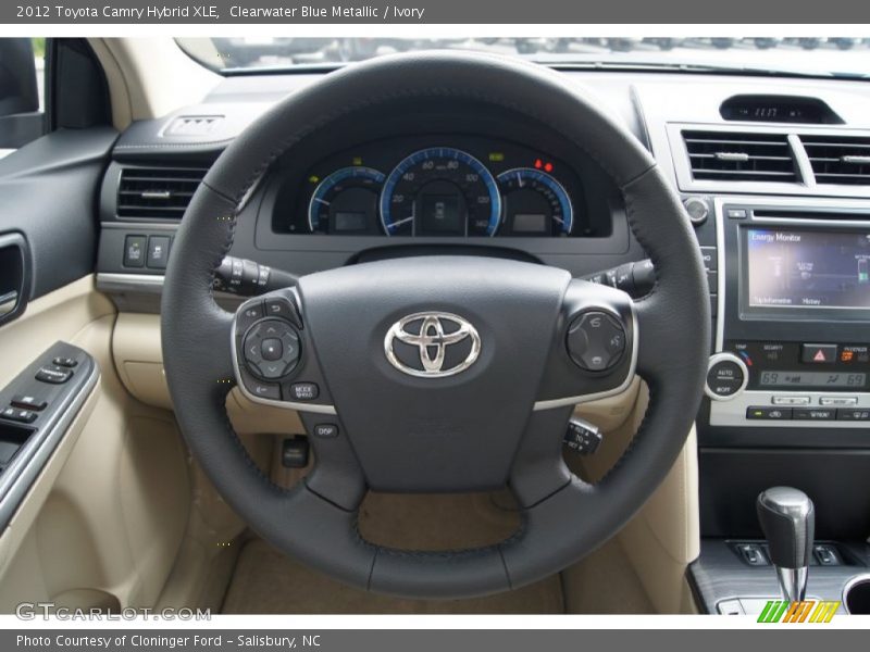 Clearwater Blue Metallic / Ivory 2012 Toyota Camry Hybrid XLE