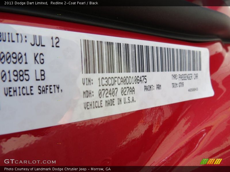 Redline 2-Coat Pearl / Black 2013 Dodge Dart Limited