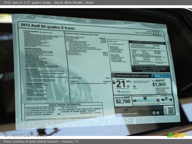 Glacier White Metallic / Black 2013 Audi S4 3.0T quattro Sedan