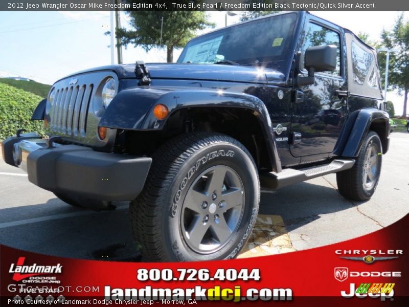 True Blue Pearl / Freedom Edition Black Tectonic/Quick Silver Accent 2012 Jeep Wrangler Oscar Mike Freedom Edition 4x4