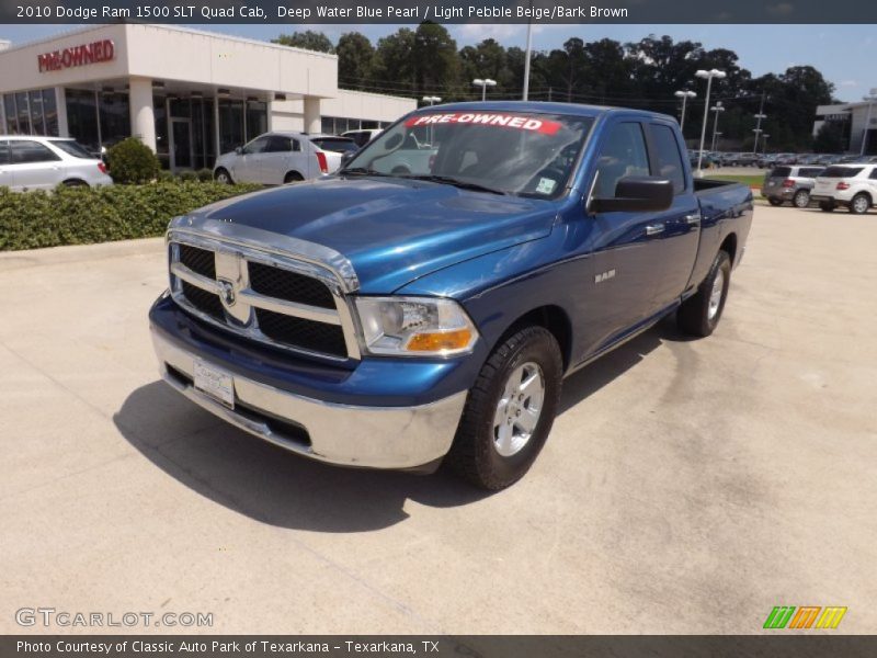 Deep Water Blue Pearl / Light Pebble Beige/Bark Brown 2010 Dodge Ram 1500 SLT Quad Cab