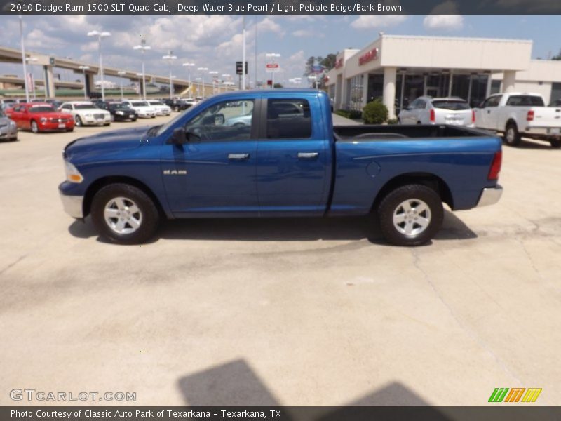Deep Water Blue Pearl / Light Pebble Beige/Bark Brown 2010 Dodge Ram 1500 SLT Quad Cab
