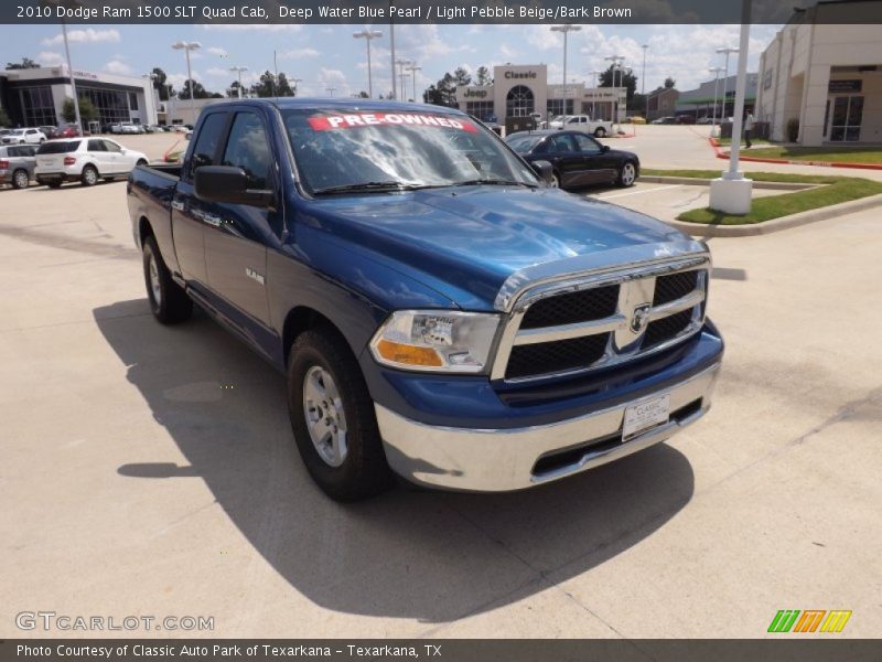 Deep Water Blue Pearl / Light Pebble Beige/Bark Brown 2010 Dodge Ram 1500 SLT Quad Cab