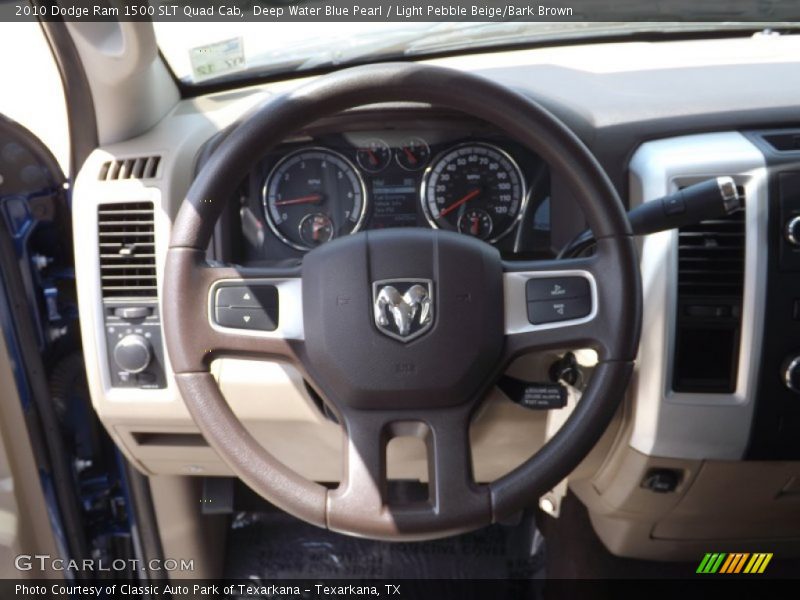 Deep Water Blue Pearl / Light Pebble Beige/Bark Brown 2010 Dodge Ram 1500 SLT Quad Cab