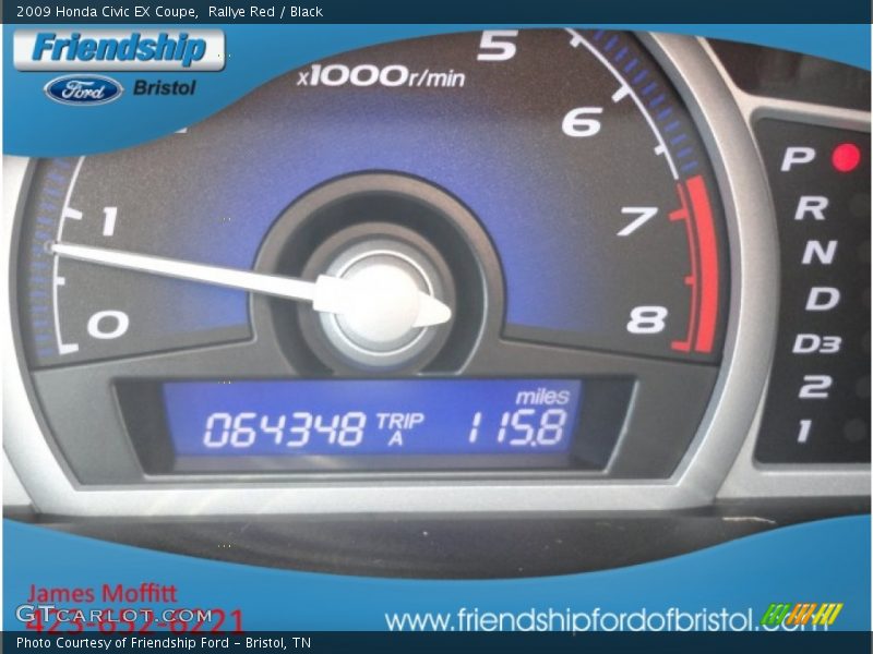 Rallye Red / Black 2009 Honda Civic EX Coupe