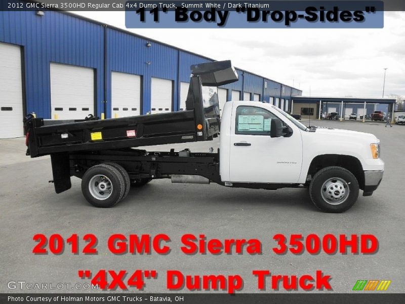 Summit White / Dark Titanium 2012 GMC Sierra 3500HD Regular Cab 4x4 Dump Truck
