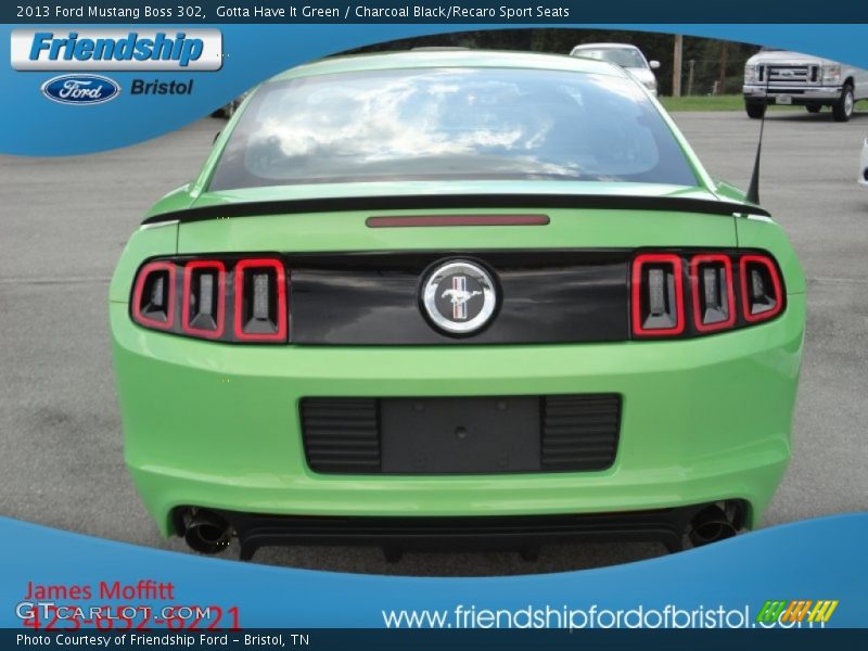 Gotta Have It Green / Charcoal Black/Recaro Sport Seats 2013 Ford Mustang Boss 302