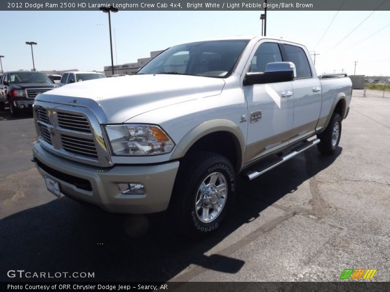 Bright White / Light Pebble Beige/Bark Brown 2012 Dodge Ram 2500 HD Laramie Longhorn Crew Cab 4x4