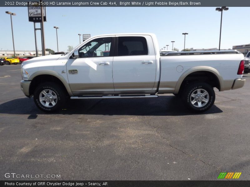 Bright White / Light Pebble Beige/Bark Brown 2012 Dodge Ram 2500 HD Laramie Longhorn Crew Cab 4x4