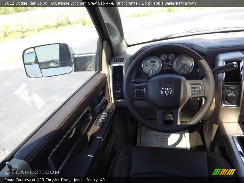 Bright White / Light Pebble Beige/Bark Brown 2012 Dodge Ram 2500 HD Laramie Longhorn Crew Cab 4x4